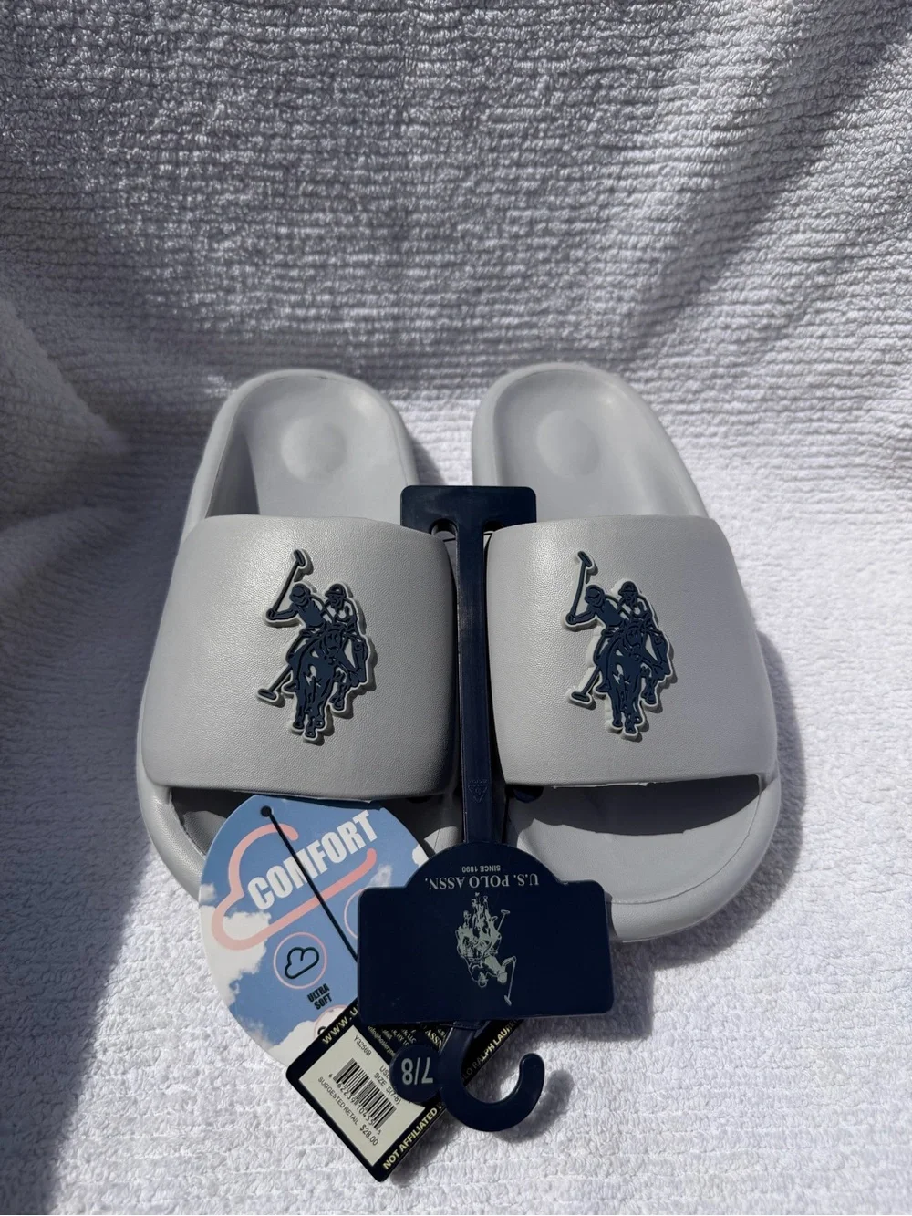 U.S. Polo Assn. Men's Comfort Slides Gray Size 7/8 EU 40-41 NEW With Tags
